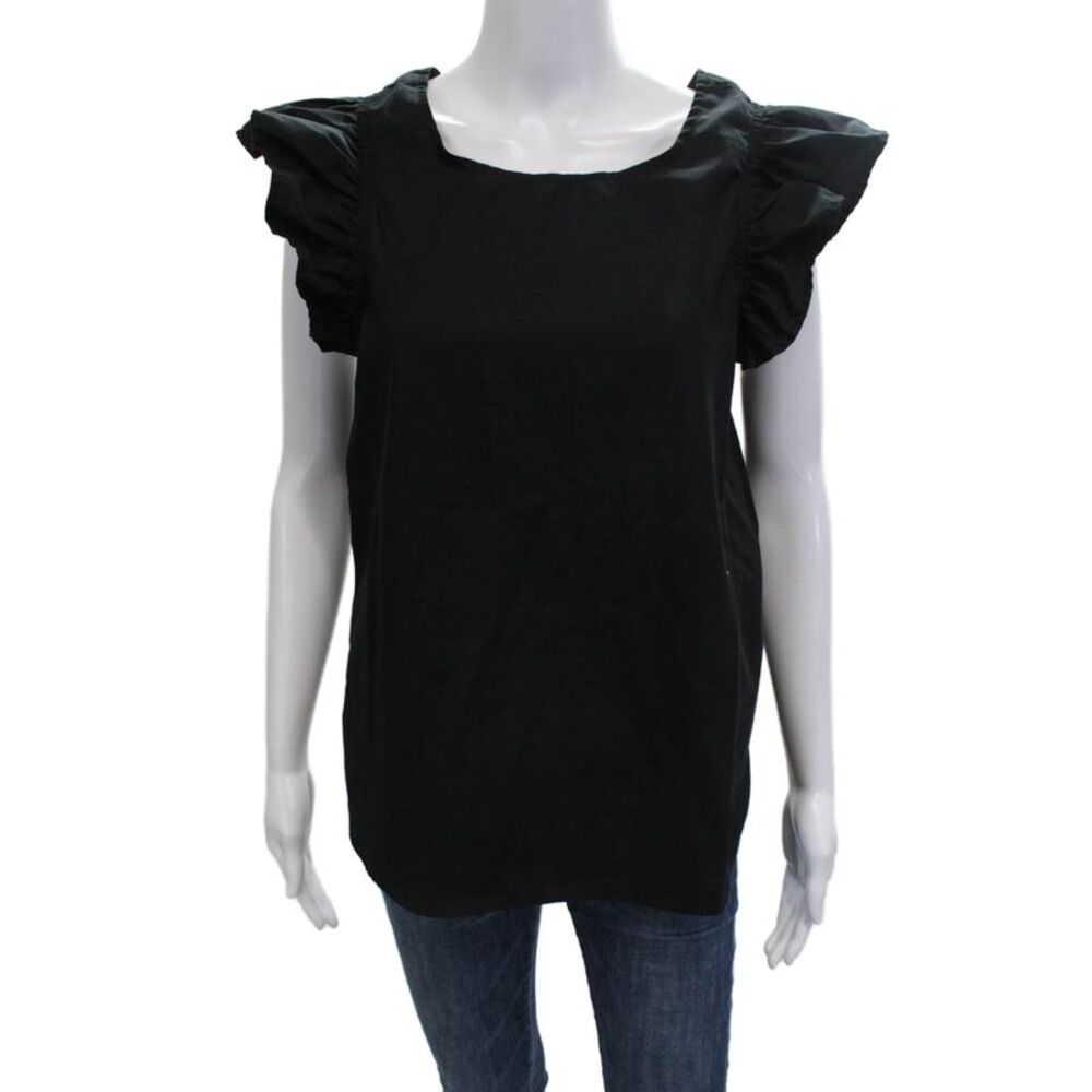 Kate McHale Jensen Womens Black Cotton Square Neck Sleeveless Blouse Size M